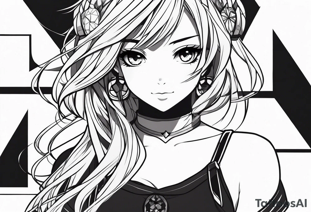Cute anime girl tattoo on the arm tattoo idea