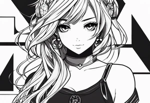 Cute anime girl tattoo on the arm tattoo idea