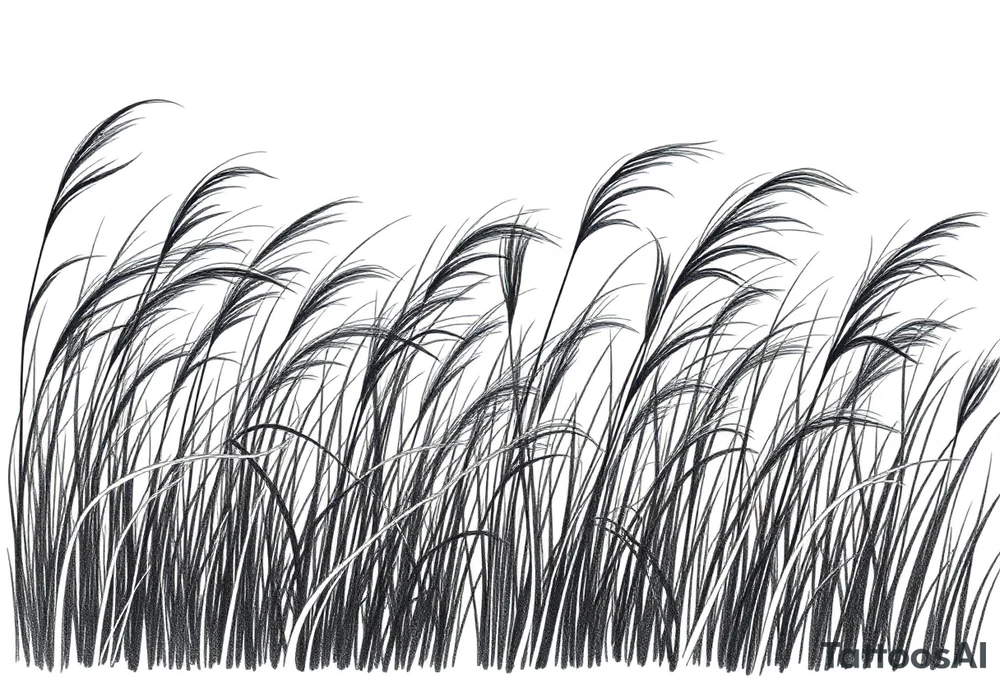 1. Wind-Swept Grass with Shadows
A realistic field of tall grass, bending under the force of the wind.
The design could feature deep shading at the base of the grass, fading as the strands extend upward tattoo idea