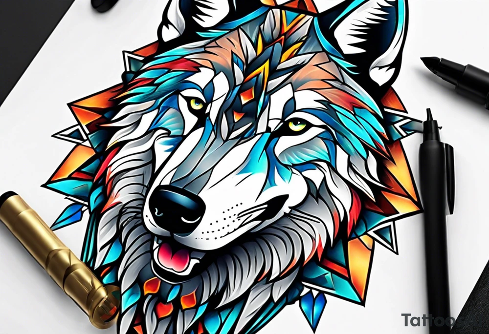 A wolf face tattoo idea