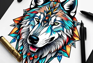 A wolf face tattoo idea