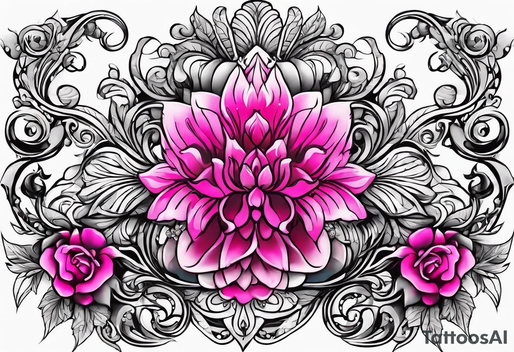 hot pink, neon pink filigree tattoo idea