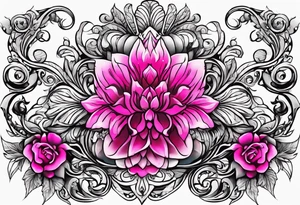 hot pink, neon pink filigree tattoo idea