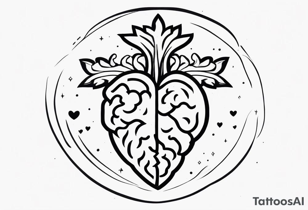 Brain, heart, love, abstract, symbolism, perseverance, crown, heart break makes you strong, worth it tattoo idea