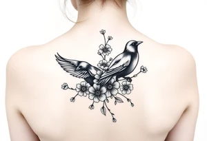 crows with flowers tattoo idea