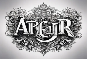 The letters AR together with the words always ready going down the side of the letters tattoo idea
