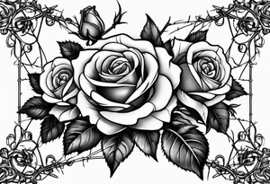 roses with thorns and barbed wires intertwined tattoo idea