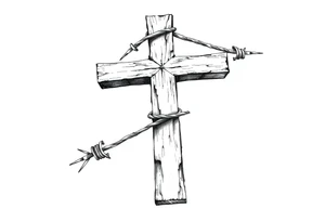 Cross wrapped in barb wire tattoo idea