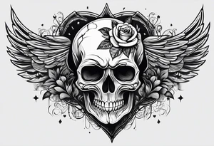 Solid thick lines.
Broken heart with skull.
Respect, honesty 
Not to much detail tattoo idea
