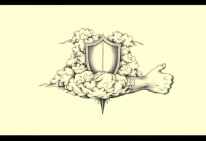 Half sleeve. clouds, shield, tattoo idea