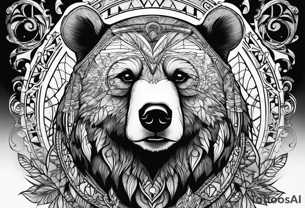 Bear gazing into the distance tattoo idea