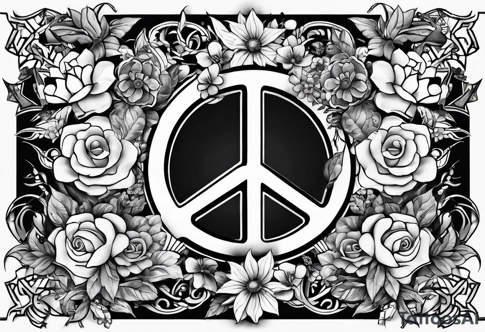 Anti war tattoo. Morphed. No peace sign, violence, flowers, rifles. tattoo idea