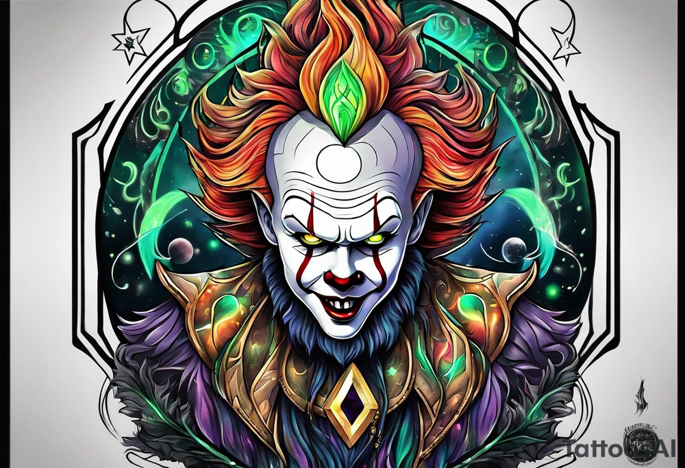 Northern lights with Pennywise tattoo idea