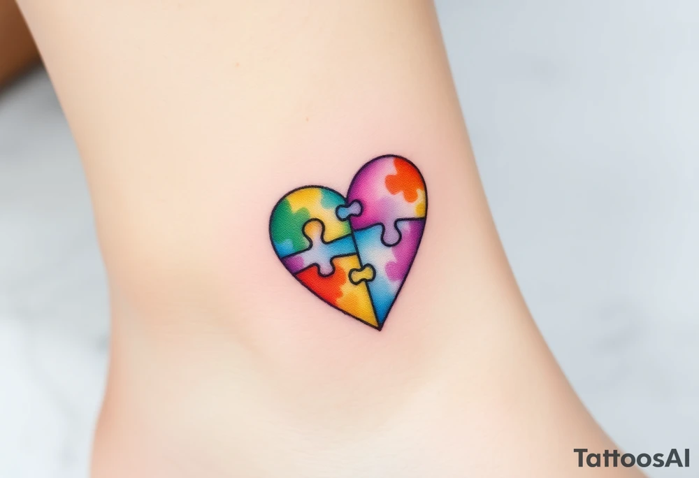 autism heart puzzle shape symbol tattoo idea