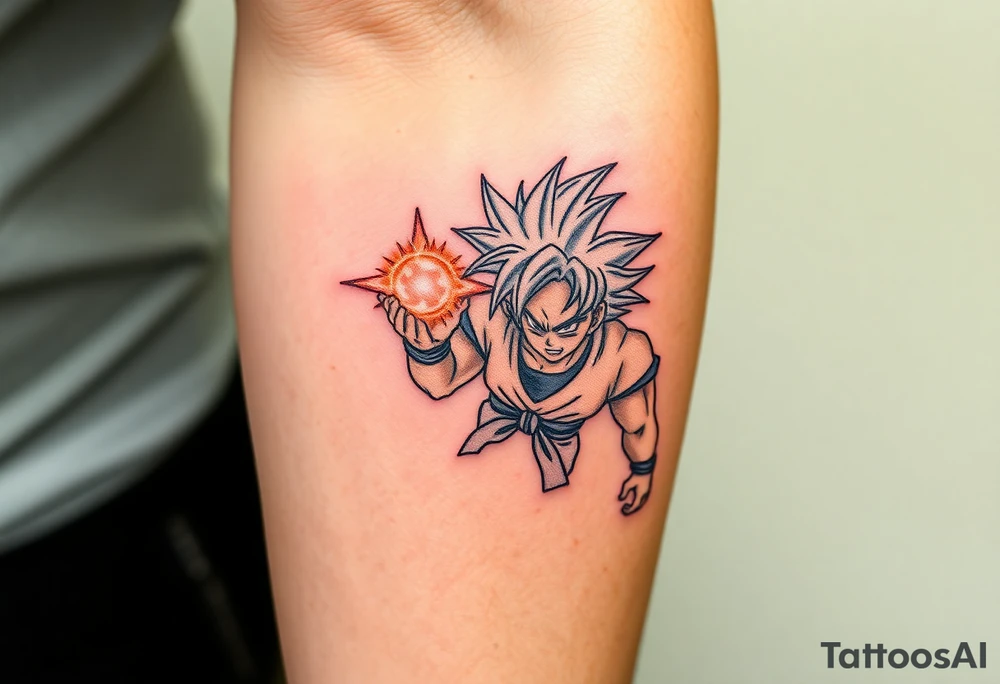 legendary dragonball z scene with energy aura and power effects tattoo idea