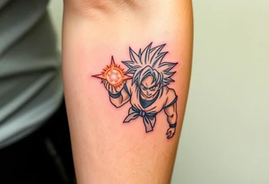 legendary dragonball z scene with energy aura and power effects tattoo idea