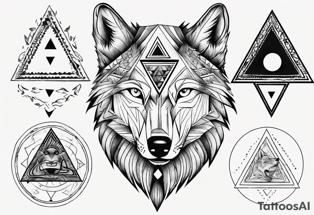 wolf head with triangle on forehead and circle in the background tattoo idea wolf head with triangle on forehead and circle in the background tattoo idea