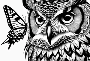 Owl and butterflies tattoo idea