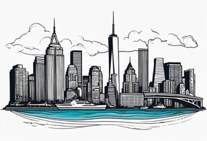 NYC skyline in the ocean tattoo idea