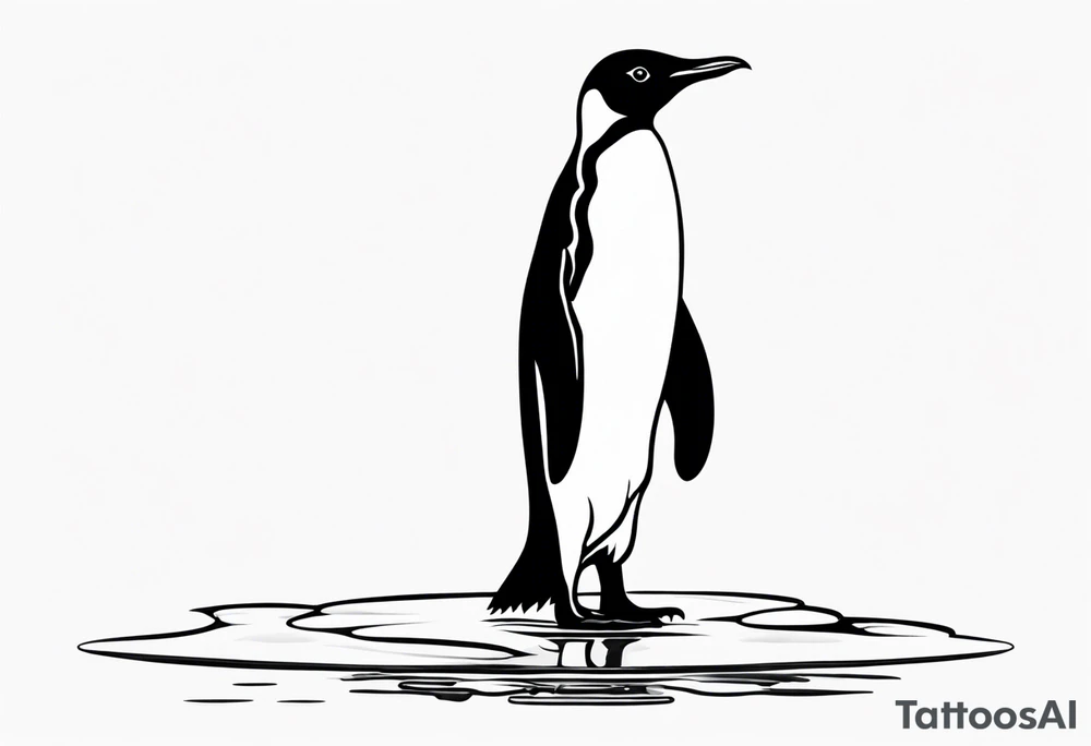 penguin standing on ice in the water. tattoo idea