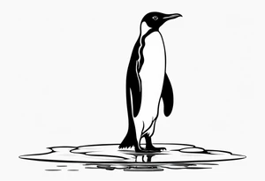 penguin standing on ice in the water. tattoo idea