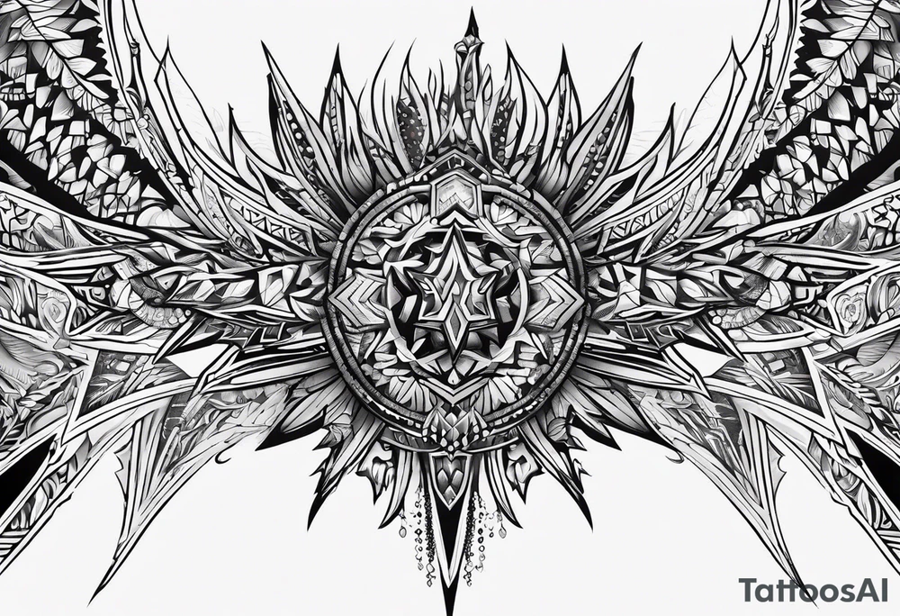 Spikey tattoo on chest tattoo idea