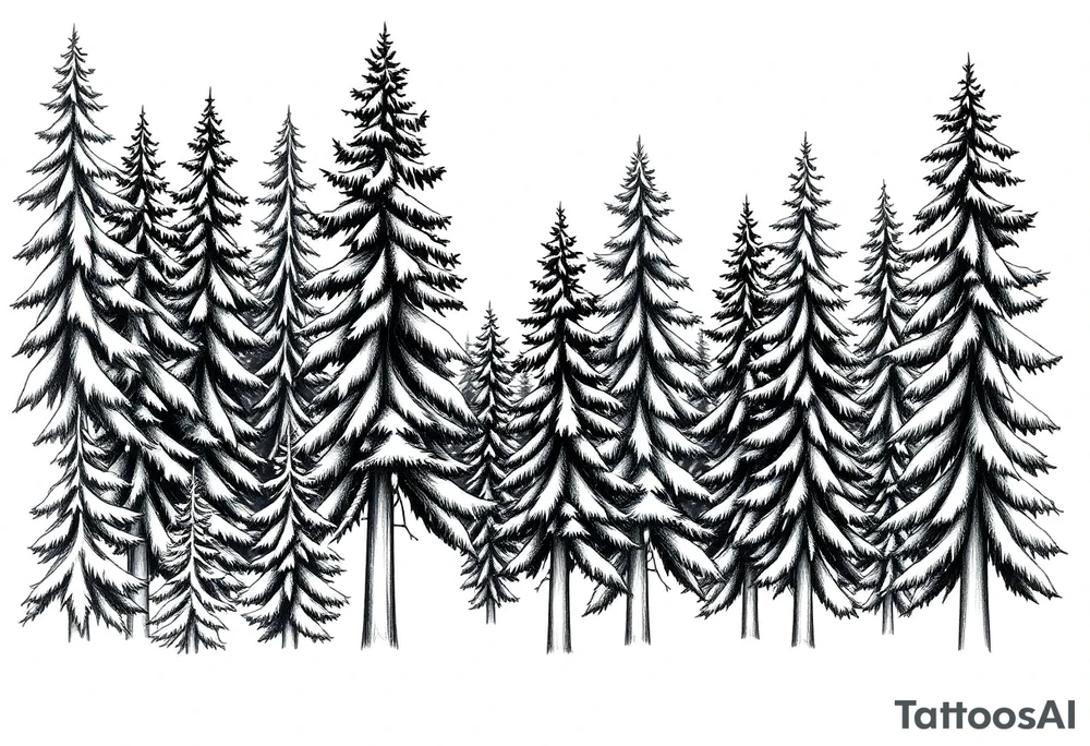 Coniferous forest the trees are black and gray tattoo idea Coniferous forest the trees are black and gray tattoo idea