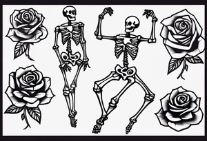 Dancing skeleton on a rose tattoo idea