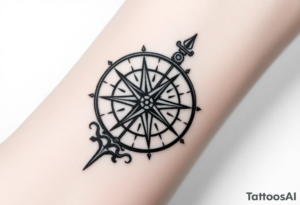 Strong meaningful compass tattoo idea