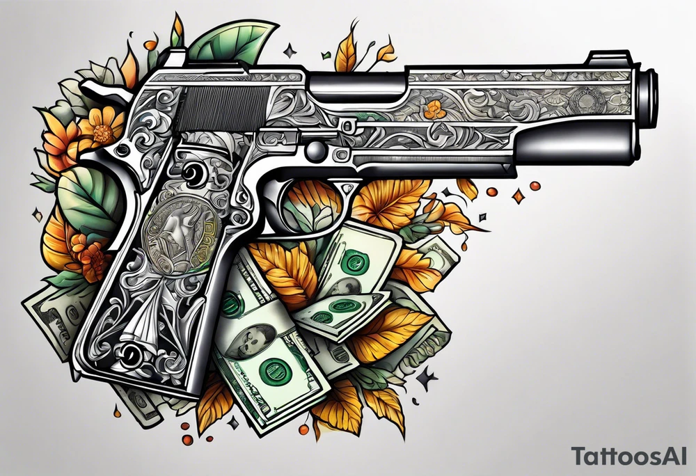 Money Withs Guns tattoo idea
