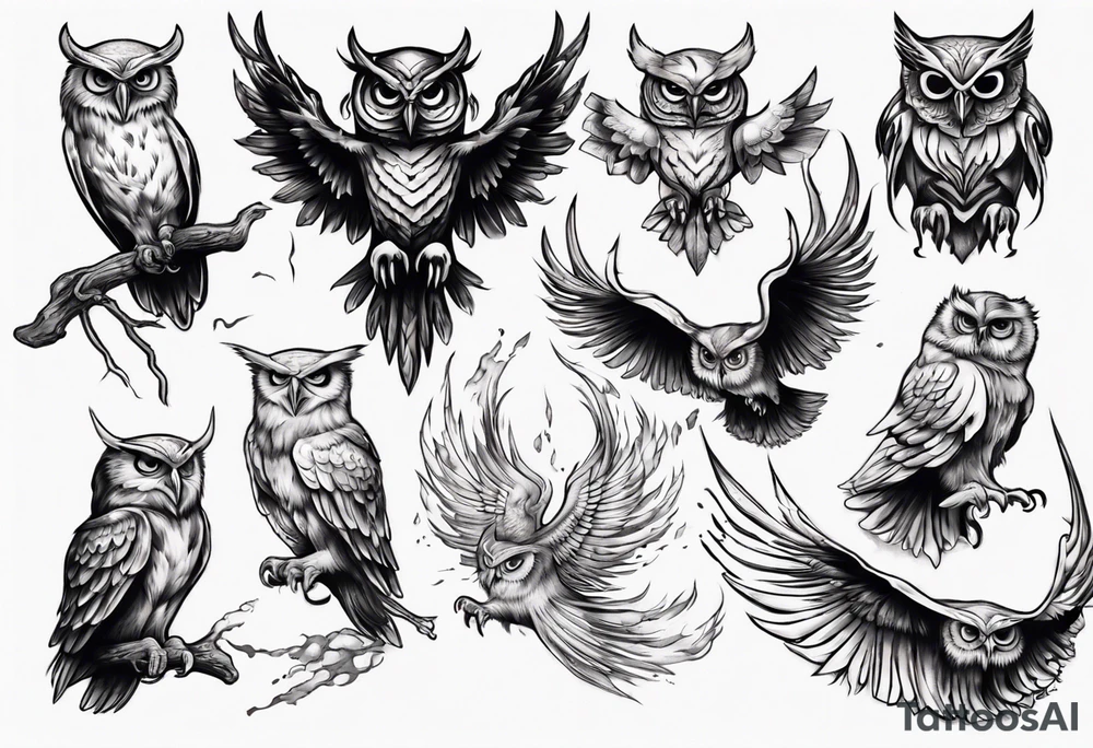 Demonic Owl Flying Attack. tattoo idea