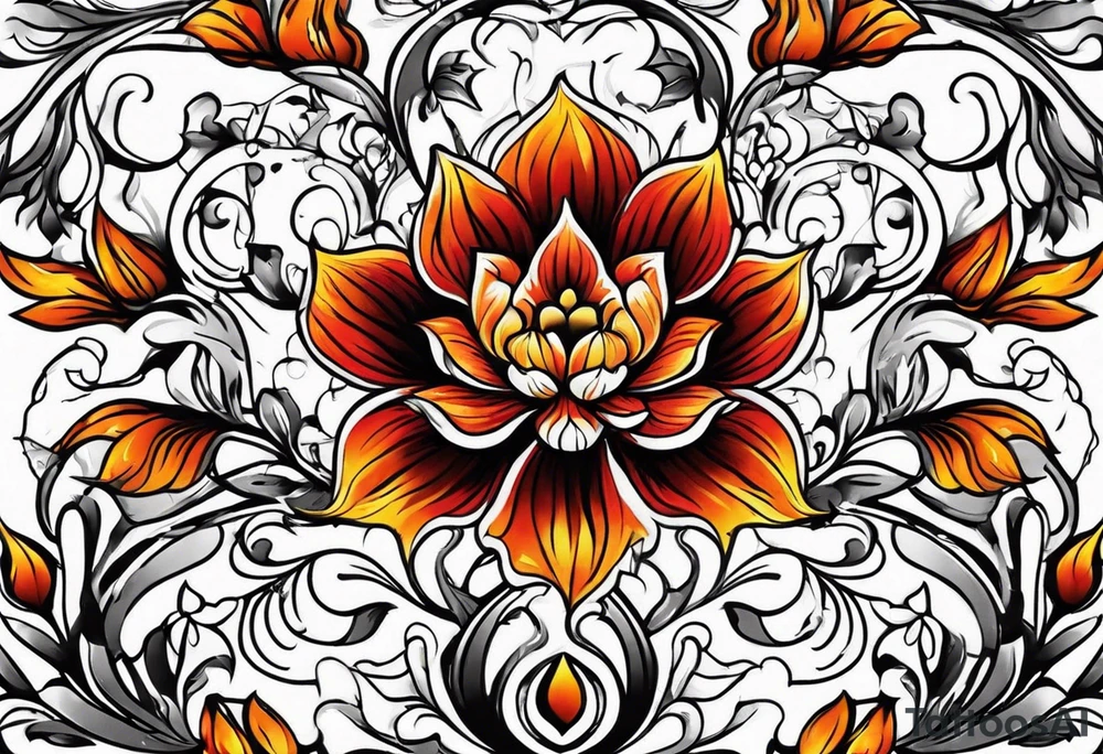 Flower fire for a male tattoo tattoo idea