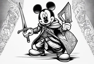 mickey mouse as assassins creed with blade tattoo idea
