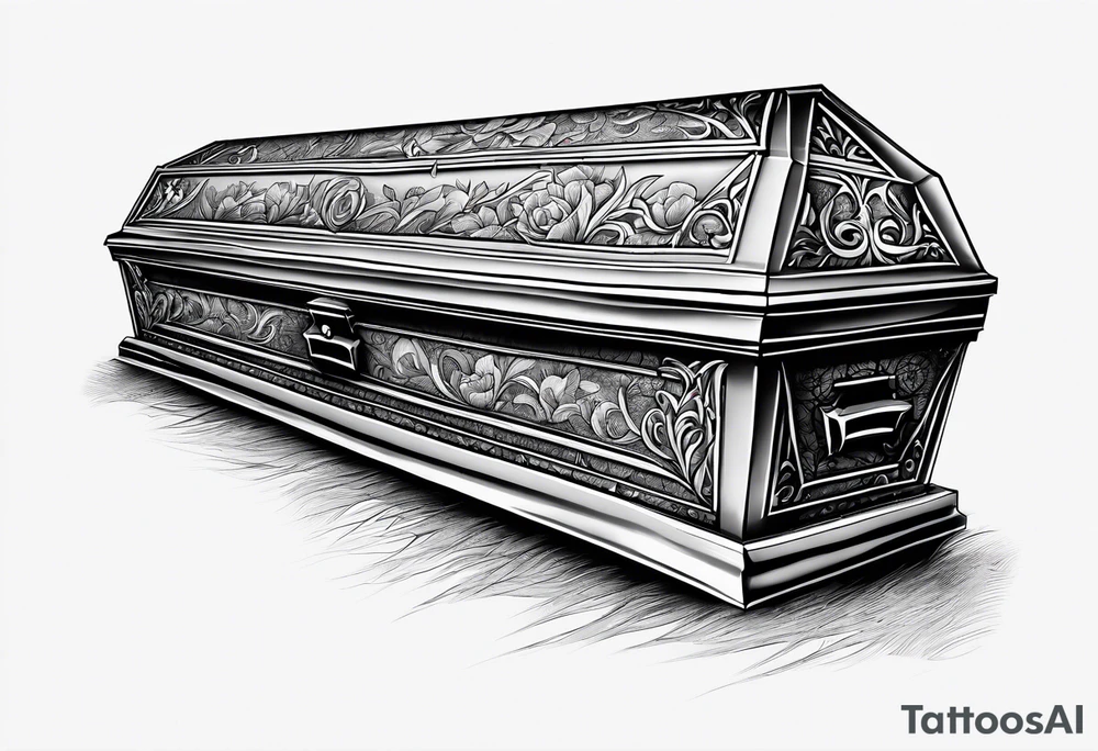 Plain Coffin in graveyard tattoo idea