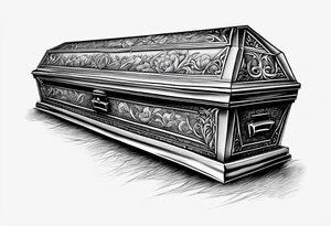 Plain Coffin in graveyard tattoo idea