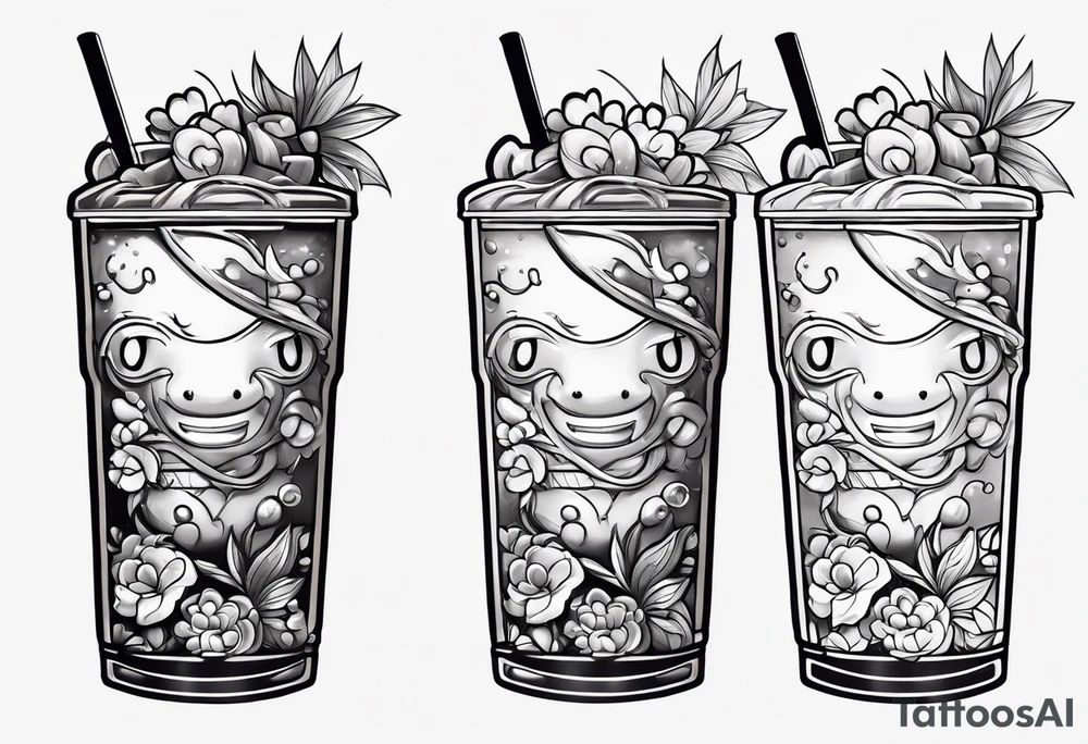 super cute anime boba tea tattoo idea