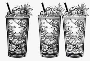 super cute anime boba tea tattoo idea