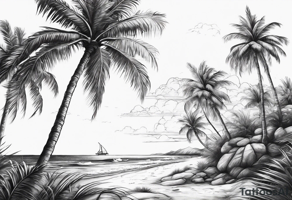 A lonely palm tree tattoo idea