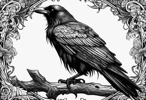 black raven with sword in mouth tattoo idea