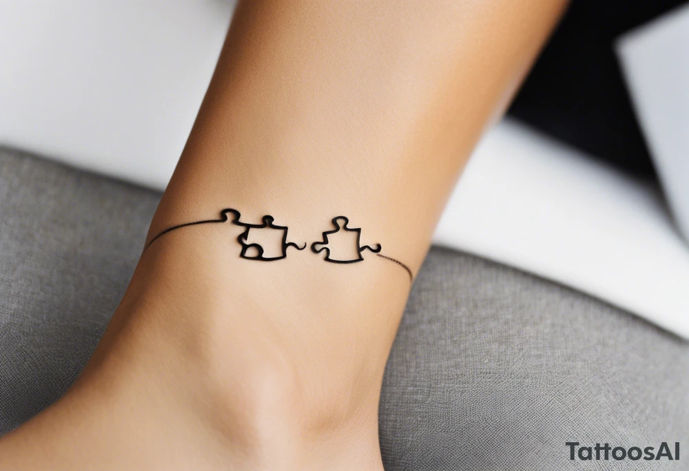 Puzzle Piece: A fine, clean outline with no shading, keeping the design light and elegant. Two pieces connected. 
Handwritten Text: inside the puzzle piece, your sister’s words “to my favorite sister,” carefully preserving the integrity of her handwriting.
This will create a balanced, meaningful design that's simple yet full of emotion—perfect for a small ankle tattoo. tattoo idea
