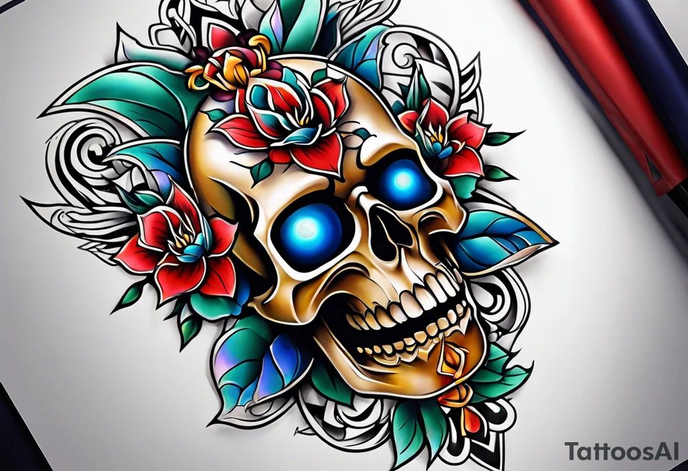 male neo traditional knee tattoo tattoo idea