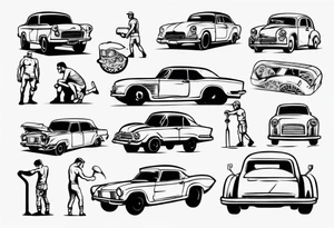 Man building a car tattoo idea