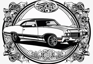 1970 442 Oldsmobile inside a circle tattoo idea