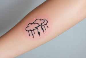 Black storm clouds with rain & lightning bolts tattoo idea