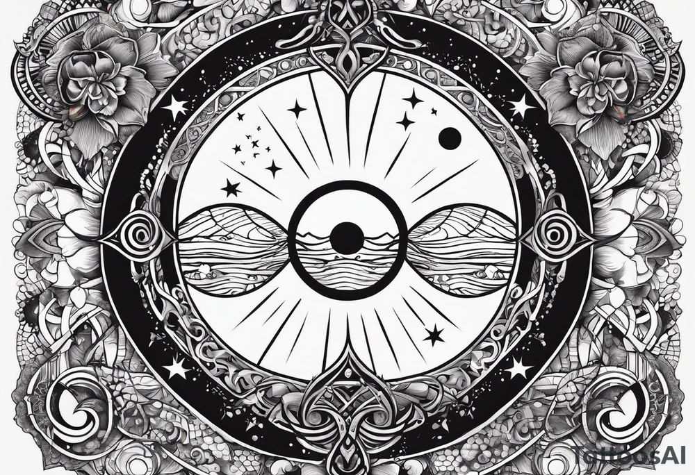 infinity symbol with the sun by onw side and the moon by the other tattoo idea