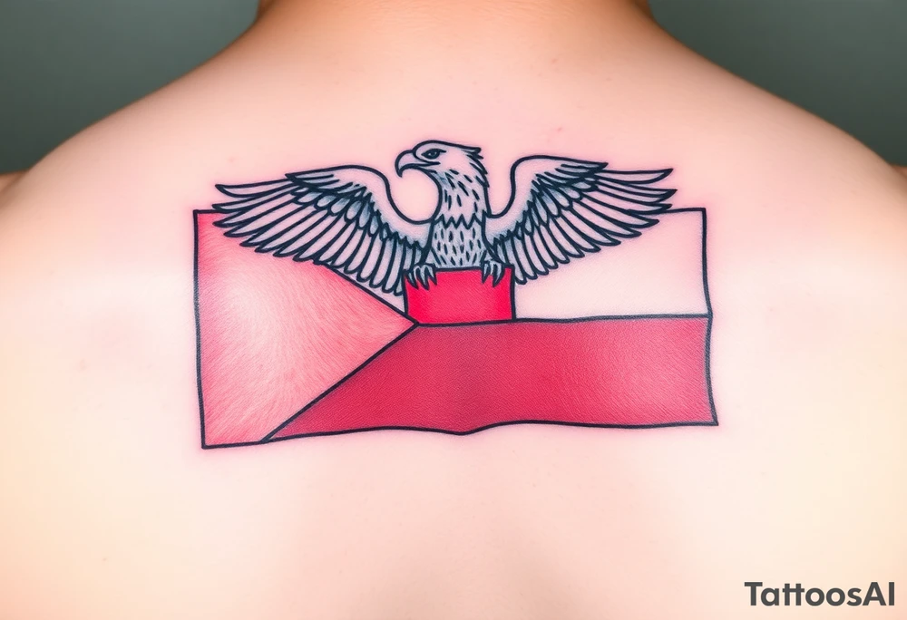 A Czech flag with an eagle perched on top tattoo idea