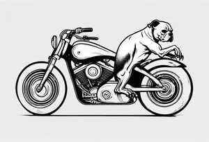 A skeleton and a Pitt bull on a motorcycle tattoo idea