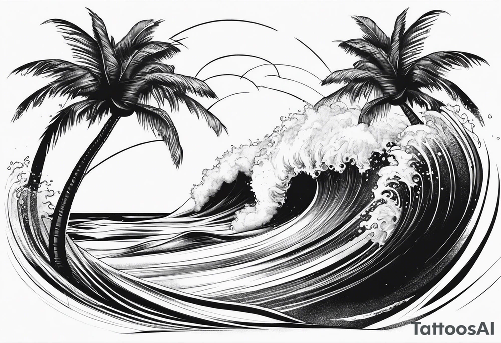 Palm tree, surfing tattoo idea