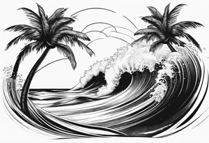 Palm tree, surfing tattoo idea