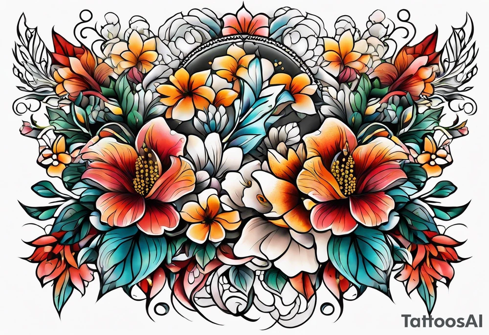 Flower chest piece tattoo idea